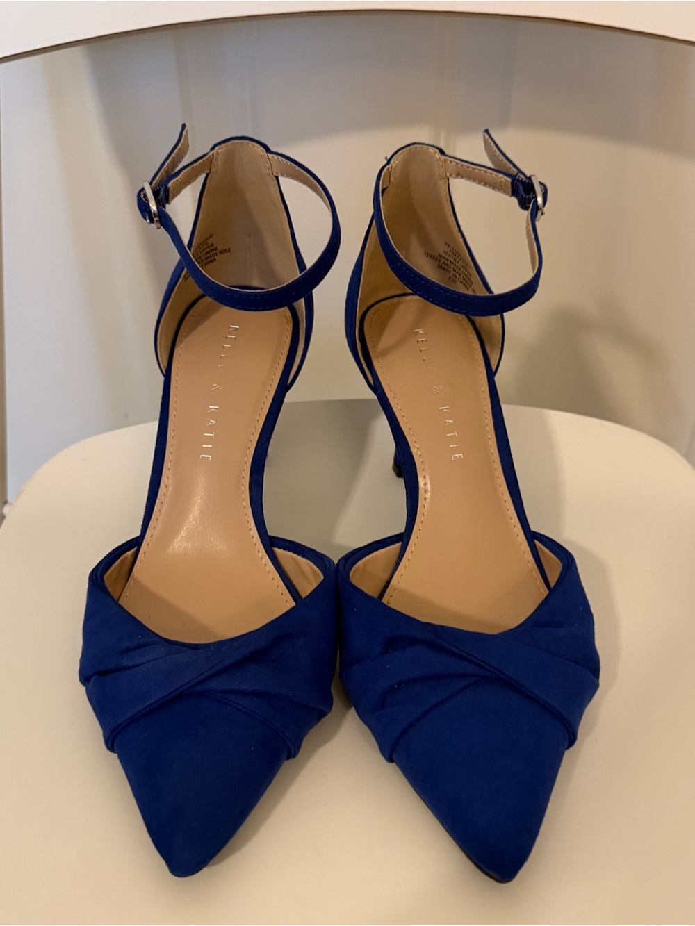 Kelly + Katie Emagray Royal Blue Pointed Toe Ankle Strap Heels Size 7
